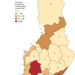 Kartta suoritetuista DI-tutkinnoista maakunnittain