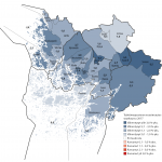 Kartta työttömyysasteen vuosimuutoksesta Varsinais-Suomessa syyskuussa 2017